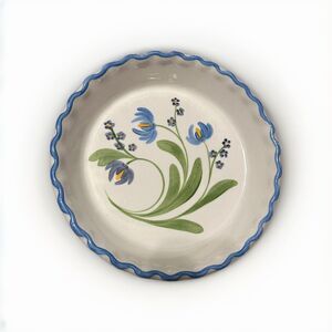 Los Angeles Potteries Ceramic Floral Pie Plate Baking Dish 1971 Vintage 9.5 Inch